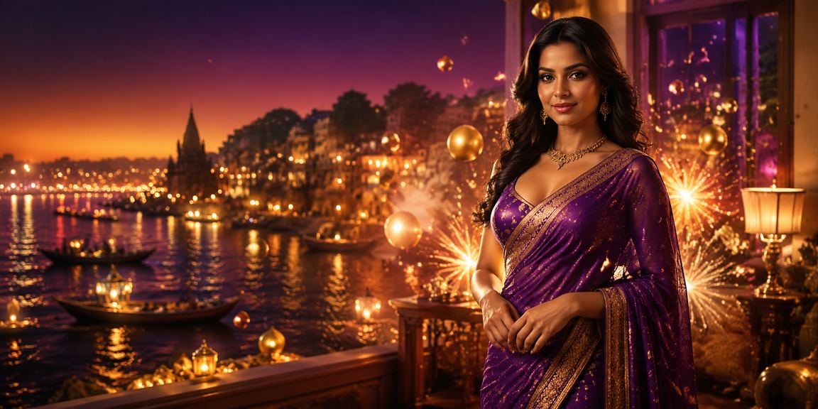 Scenic Varanasi ghat with lottery theme model